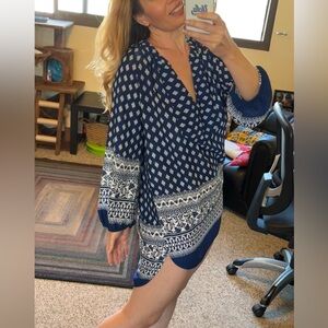 Blue and White Patterned Dress/Coverup